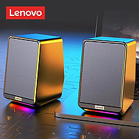 Проводные настольные USB колонки Lenovo TS38, 3,5 мм, стерео объемное звучание, RGB игровые колонки