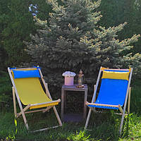 Раскладное деревянное кресло шезлонг с тканью, для дачи, пляжа или кафе.Кресла садовые террасные деревянные.