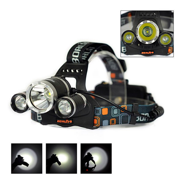 Фонарик налобный High Power HeadLamp 3xCree T6 с тремя диодами на аккумуляторах 2х6800мАч - фото 2 - id-p2082005320