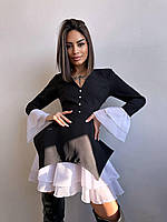 Женское модное мини платье с воланами и пуговицами Dp274