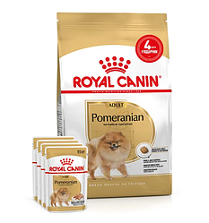 Акція! Корм для собак Royal Canin Pomeranian Adult (Роял Канін Померанський Шпиц) 1.5кг + 4 паучі у подарунок!