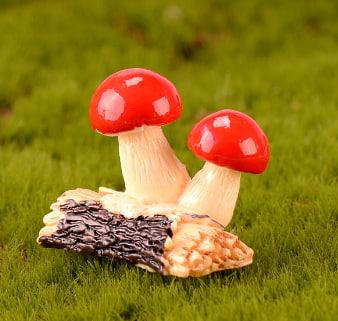 Мініатюра грибочки на колоді 3*2.5 см Червоні, фото 1