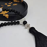 Чітки ручної роботи з каменю агат, онікс чорний, місячний камінь на 50 бусин, фото 2
