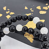 Чітки ручної роботи з каменю агат, онікс чорний, місячний камінь на 50 бусин, фото 4