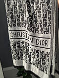 Палантин шарф Christian Dior жіночий шарф темно-сірий, фото 3