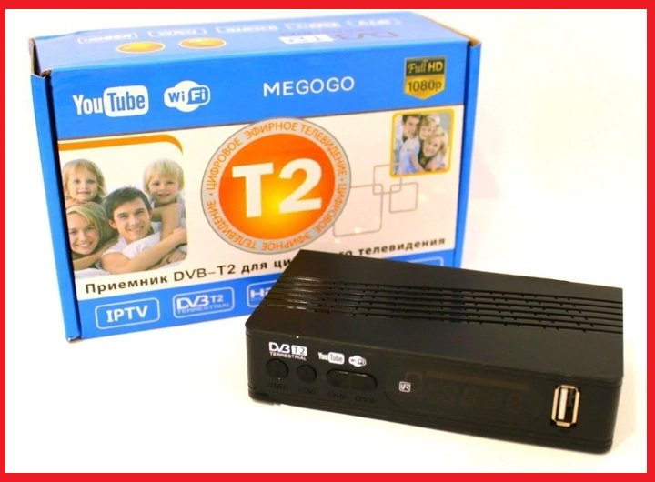 Приставка Т2 Цифровой ТВ тюнер MEGOGO DVB T2 ресивер FTA с IPTV, Wi-Fi, Youtube, USB - фото 1 - id-p2082153364