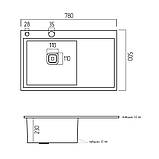 Кухонна мийка Platinum Handmade 7850B L квадратний сифон 3.0/1.0, фото 6