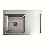 Кухонна мийка Platinum Handmade 7850B L квадратний сифон 3.0/1.0, фото 2