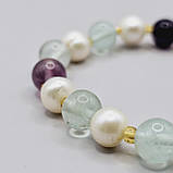 Браслет натуральний перли і флюорит 8 мм, фото 2
