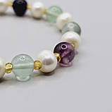 Браслет натуральний перли і флюорит 8 мм, фото 3