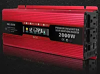 ІНВЕРТОР ДЛЯ АВТО ПЕРЕТВОРЮВАЧ СТРУМУ З LCD ДИСПЛЕЄМ KME 12V-220V 2000W USB RED ІНВЕРТОРИ В ДОРОГУ