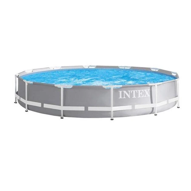 Каркасний круглий басейн Intex 26712 з картриджним фільтром 366 х 366 х 76 см на 6503 л Сірий