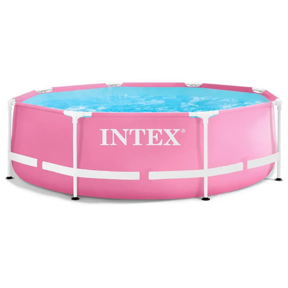 Каркасний круглий басейн Intex 28292 з картриджним фільтром 244 х 244 х 76 см на 2843 л Рожевий