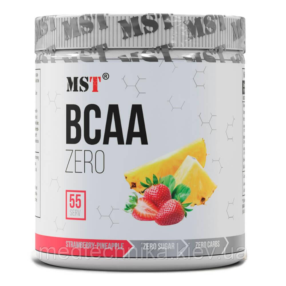 Амінокислоти BCAA Zero, 55 порцій, 330 г, зі смаком полуниці та ананаса, MST
