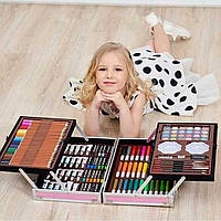 Комплект для рисования (145 ед), Набор для творчества чемодан, Детский набор художника в чемоданчике, SLK