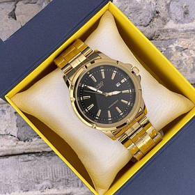 Стильний чоловічий наручний годинник Casio C423 M Gold-Black