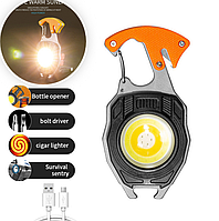 Фонарик брелок Мультитул многофункциональный.