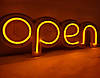 Неонова Led вивіска OPEN (відчинено) Жовта 40х13 см з контролером, фото 5