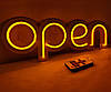 Неонова Led вивіска OPEN (відчинено) Жовта 40х13 см з контролером, фото 8