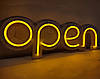 Неонова Led вивіска OPEN (відчинено) Жовта 40х13 см з контролером, фото 6