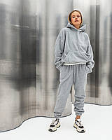 Женский теплый флисовый спортивный костюм (кофта с капюшоном без змейки) S-M Серый 1598 ZF Inspire