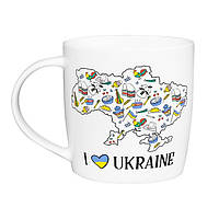 Чашка фарфоровая 360мл Бочка I love Ukraine + подарочная коробка KVARTA