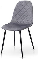 Современный темно серый велюровый стул на черных металлических ногах для кухни столовой Эмбер-L Микс Мебель