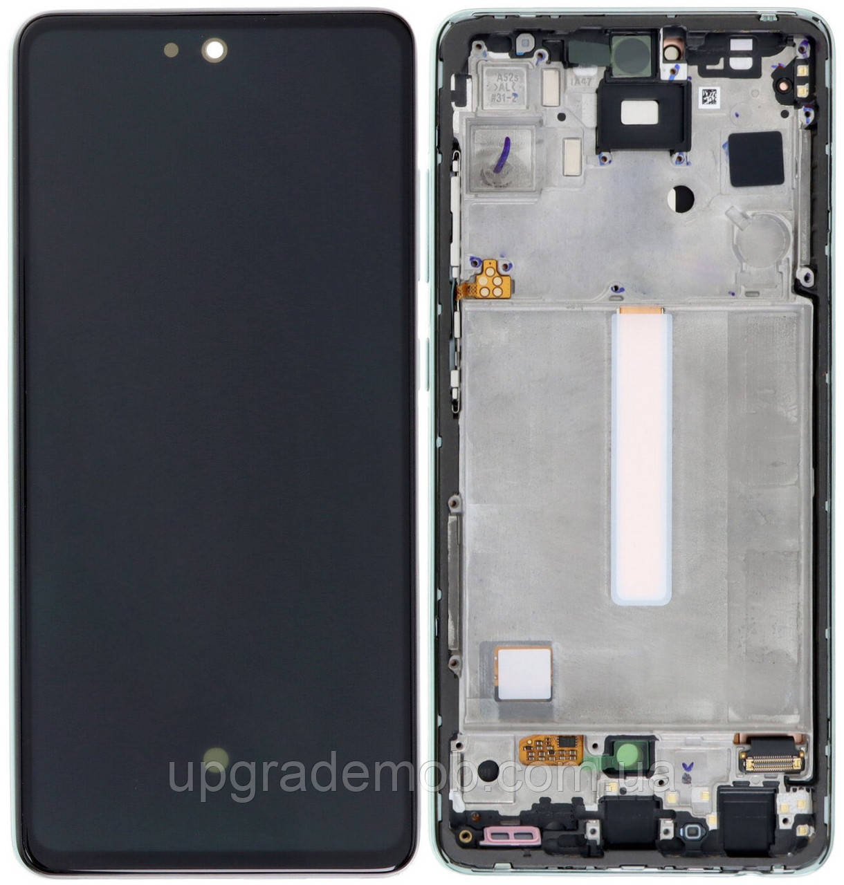 Дисплей модуль тачскрин Samsung A528 Galaxy A52s 5G чорний TFT без функції відбитка пальця з рамкою Awesome Mint, фото 1