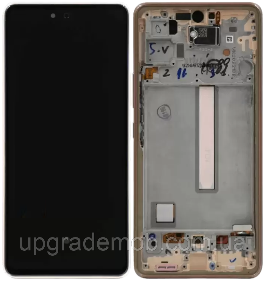Дисплей модуль тачскрин Samsung A536 Galaxy A53 5G чорний TFT без функції відбитка пальця з рамкою золотого