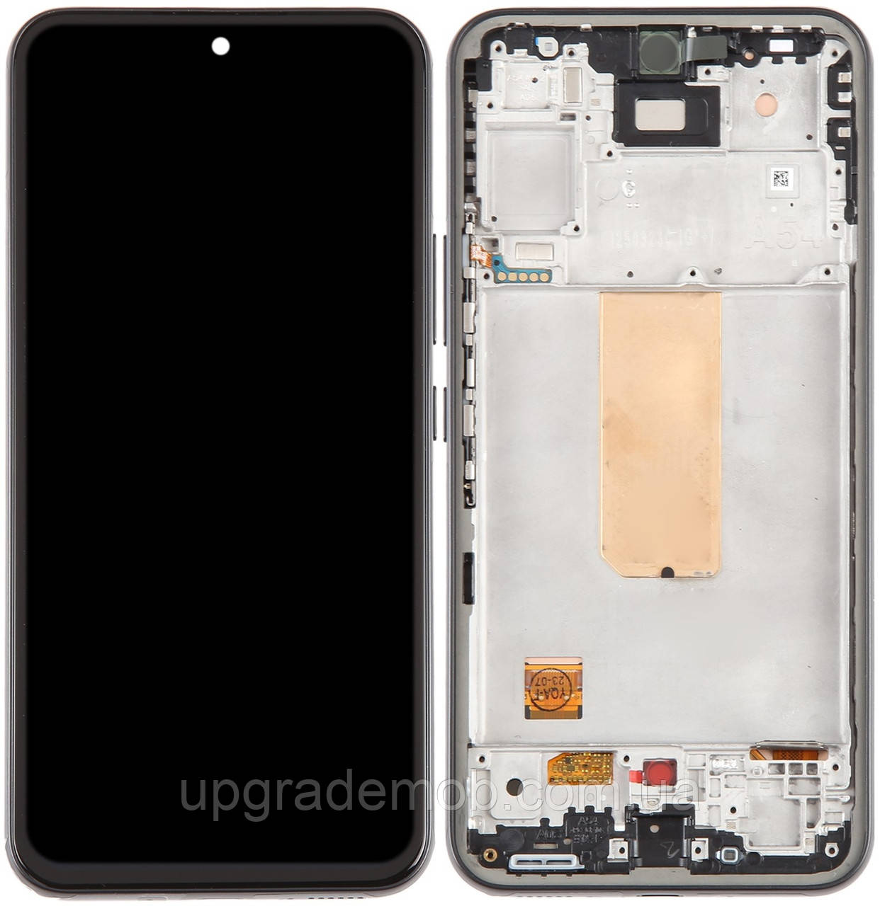 Дисплей модуль тачскрин Samsung A546 Galaxy A54 чорний TFT без функції відбитка пальця з рамкою сірого кольору