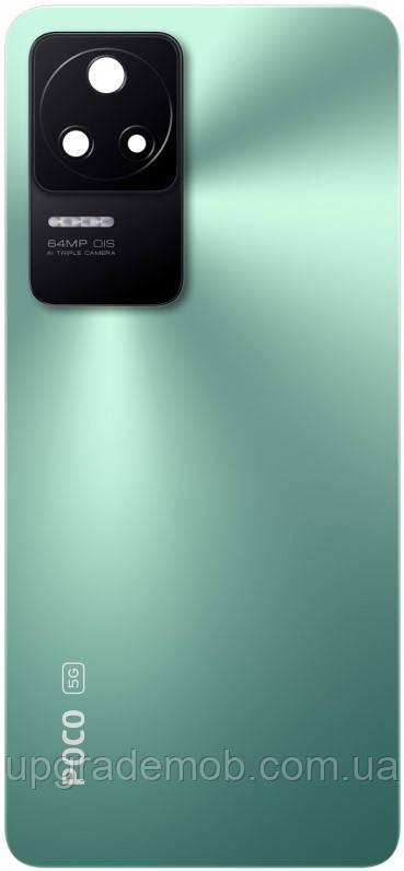 Задня кришка Xiaomi Poco F4/Redmi K40S зелена Nebula Green + скло камери 64MP логотип "POCO"