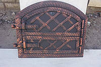 Дверки металлические кованные для печи на две створки 330*430 мм прямая