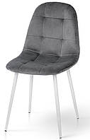 Светло-серый обеденный велюровый стул на белых ножках Квест для дома, бара кафе ресторана, набор 4 Микс Мебель