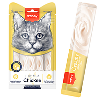 Wanpy Creamy Lickable Treats Chicken ВАНПИ КУРКА редкое лакомство для кошек - 5 стик по 14 г