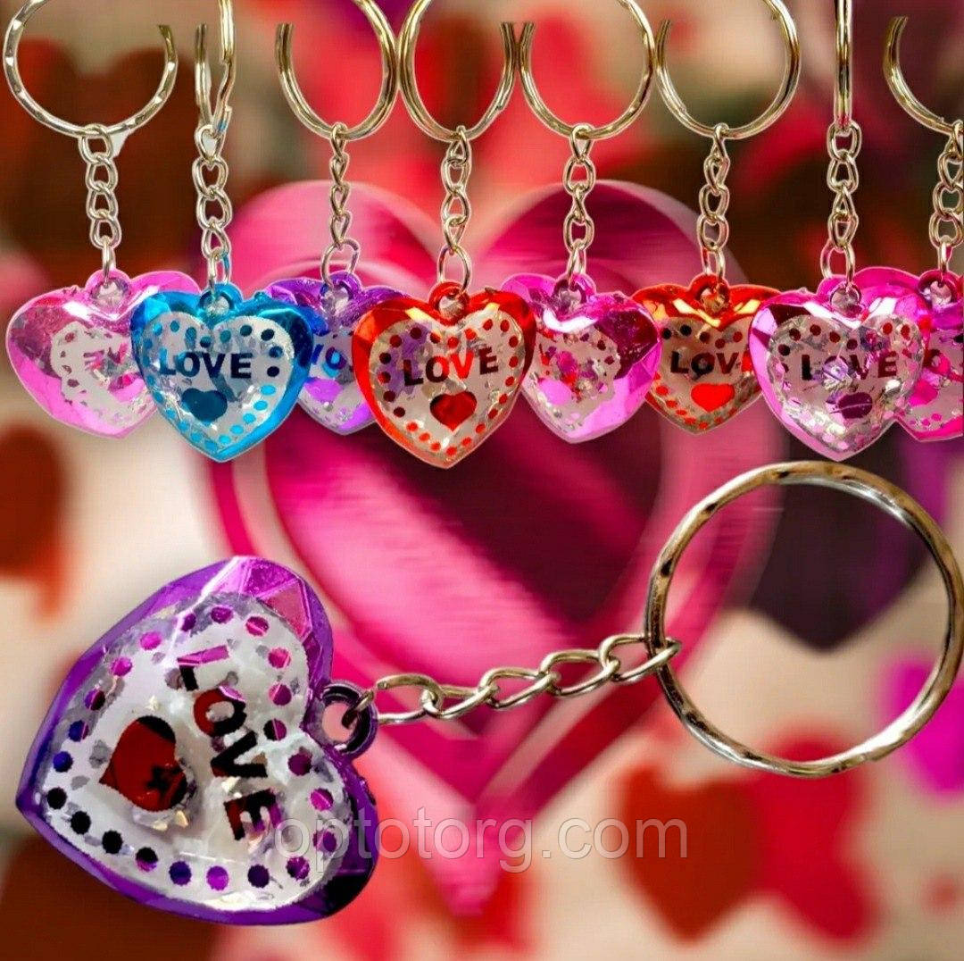 Сувенірні брелоки серця прозорі Love
