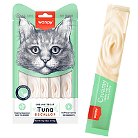 Wanpy Creamy Lickable Treats Tuna & Scallop ВАНПИ ТУНЕЦ С ГРЕБЕШКОМ жидкое лакомство для кошек- 5 стик по 14г