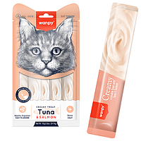 Wanpy Creamy Lickable Treats Tuna & Salmon ВАНПИ ТУНЕЦ С ЛОСОСЕМ редкое лакомство для кошек - 5 стик по 14 г