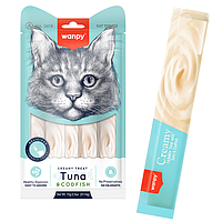 Wanpy Creamy Lickable Treats Tuna & Codfish ВАНПИ ТУНЕЦ С ТРЕСКОЙ редкое лакомство для кошек - 5 стик по 14 г