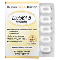 Пробіотик Лактобіф Lactobif 5 млрд 60 капс лакто- біфідобактеії California Gold Nutrition USA