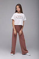 Костюм для девочки (футболка+штаны палаццо) Viollen 2170 Viollen 176 см Пудровый (2000989443698)