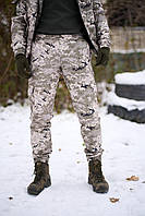 Военные мужские утепленные штаны светлый пиксель на флисе ВСУ, мужские военные штаны пиксель на зиму