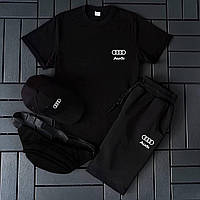 Мужской Комплект 4в1 Audi футболка, кепка, сумка, шорти