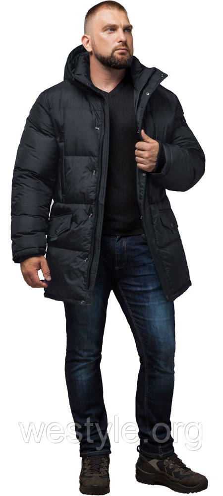 Трендова чоловіча зимова куртка чорна модель 27055