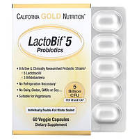 Пробиотик Лактобиф (1/2 пачки) LactoBif 5 млрд 30 капс лакто- бифидобактери California Gold Nutrition USA