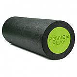 Масажний ролик (роллер) гладкий PowerPlay 4021 Fitness Roller Чорно-зелений (30x15см.), фото 4