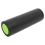 Масажний ролик (роллер) гладкий PowerPlay 4021 Fitness Roller Чорно-зелений (30x15см.), фото 9