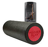 Масажний ролик (роллер) гладкий PowerPlay 4021 Fitness Roller Чорно-червоний (45x15см.), фото 3