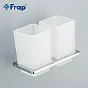 Подвійна склянка для щіток Frap F1808, білий/хром, фото 4