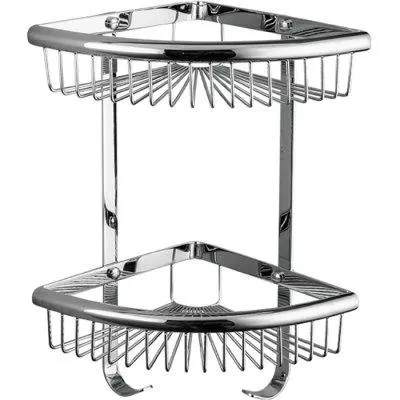 Полиця кутова Frap F352-1, 2-х ярусна, 240х320 мм, нержавіюча сталь, хром, фото 1