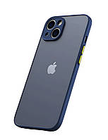 Матовий протиударний чохол для iPhone 15 Plus синій бампер